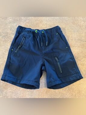 Cat & Jack Navy Blue Elastic Waist Shorts with Lime Accents